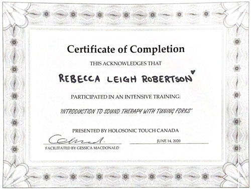 tuning fork therapist cochrane calgary rebecca leigh robertson